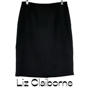 Liz Claiborne Black Textured Academia Career Office Pencil Skirt NWOT Size 8